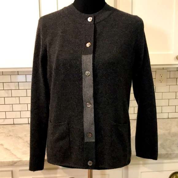 Chanel Cashmere Sweater Set Womens 44 Gray Cardigan 90s Luxury - Picture 2 of 14